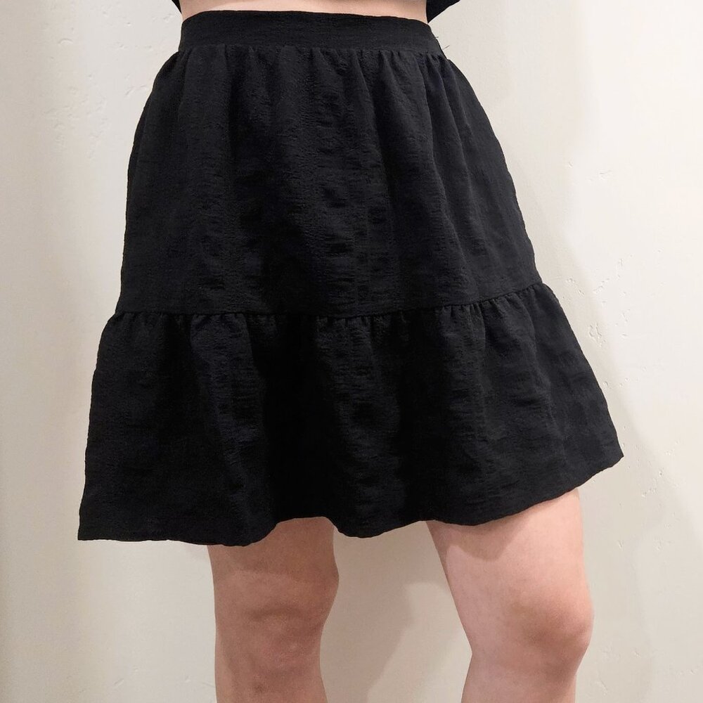 Black Tiered Mini Skirt